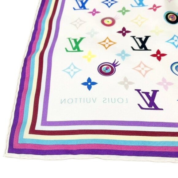 LOUIS VUITTON Vintage LV Eye Love Monogram Logo Multicolor Scarf Wrap [105707] - Picture 11 of 13